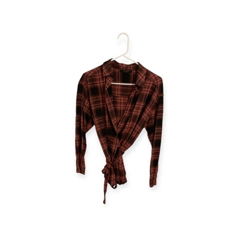 Women’s rust and black‎ All Saints wrap top, size medium